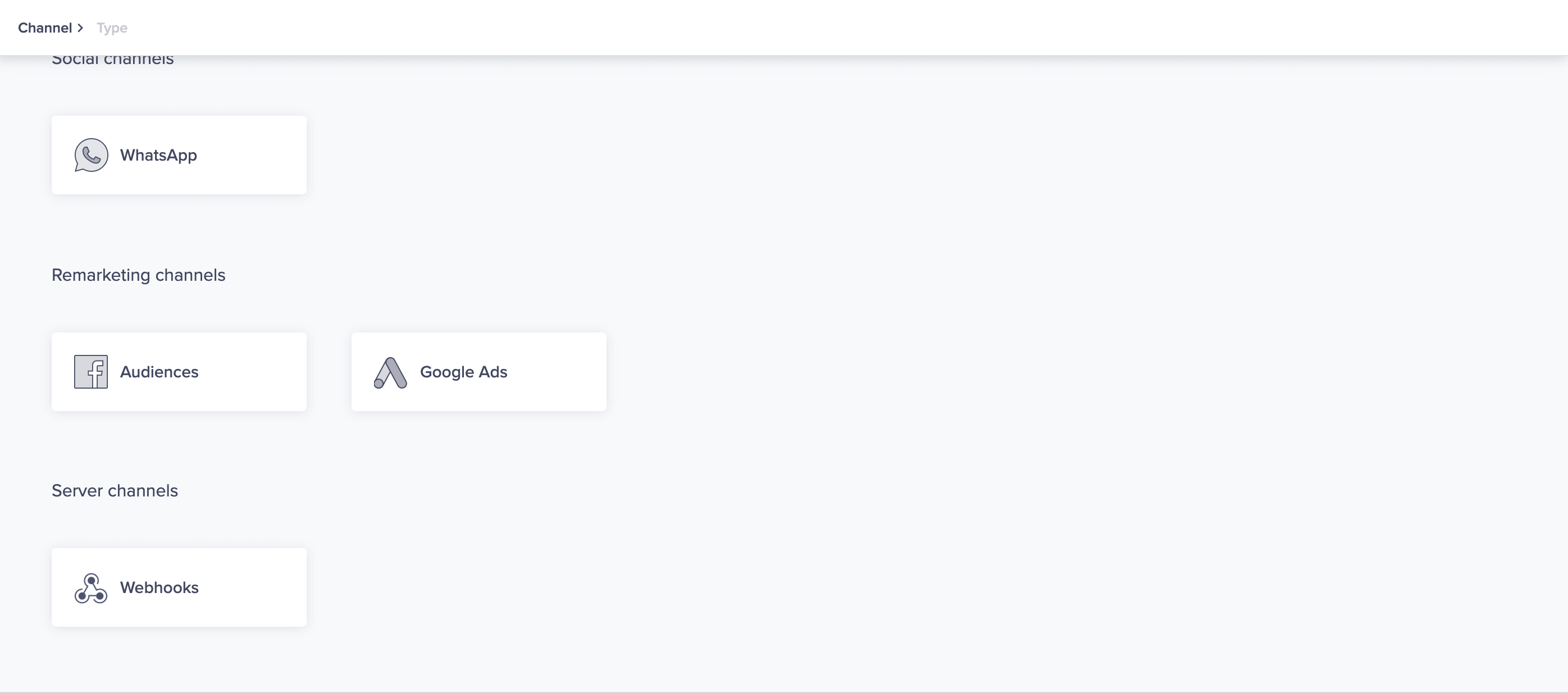 To start creating a Facebook Audiences campaign, select Campaigns > click + Campaign on the top-right, and then select Facebook Audiences.