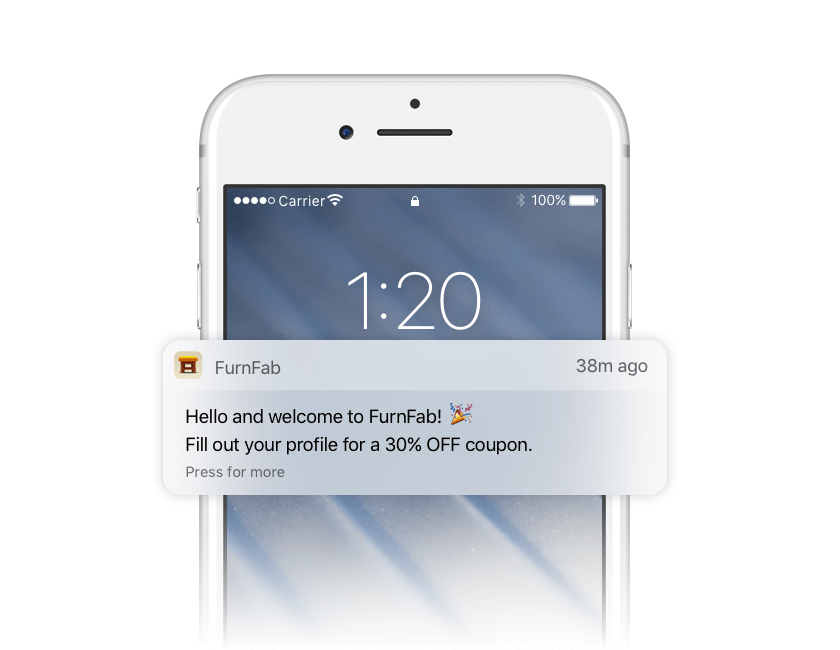 Push notification welcome new users