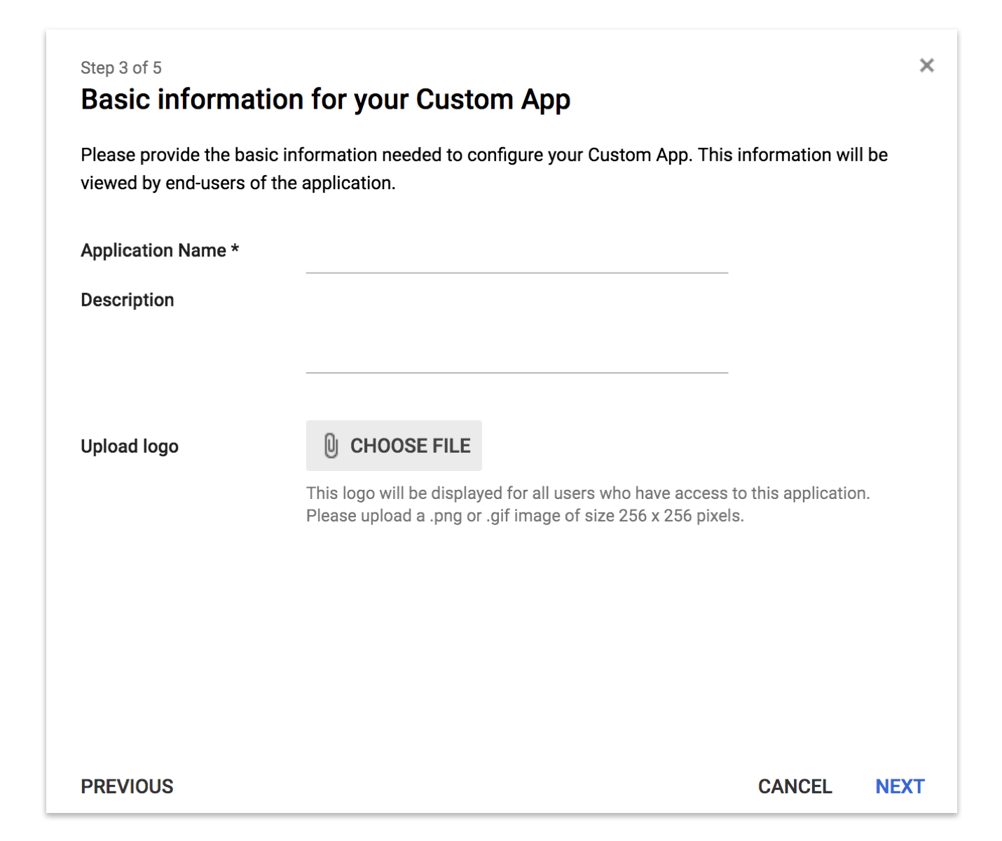 Custom App Information
