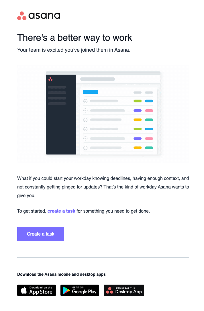 Asana welcome series for data-driven email marketing 2