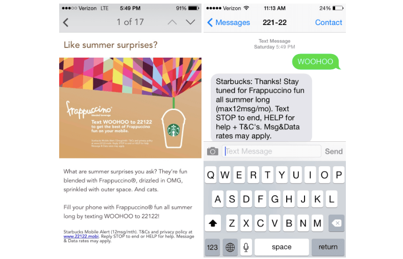 Starbucks SMS
