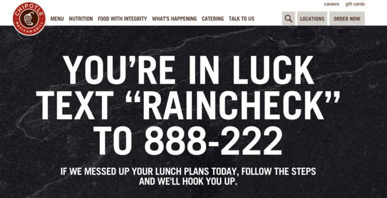 Chipotle's campaign using a vanity SMS short code