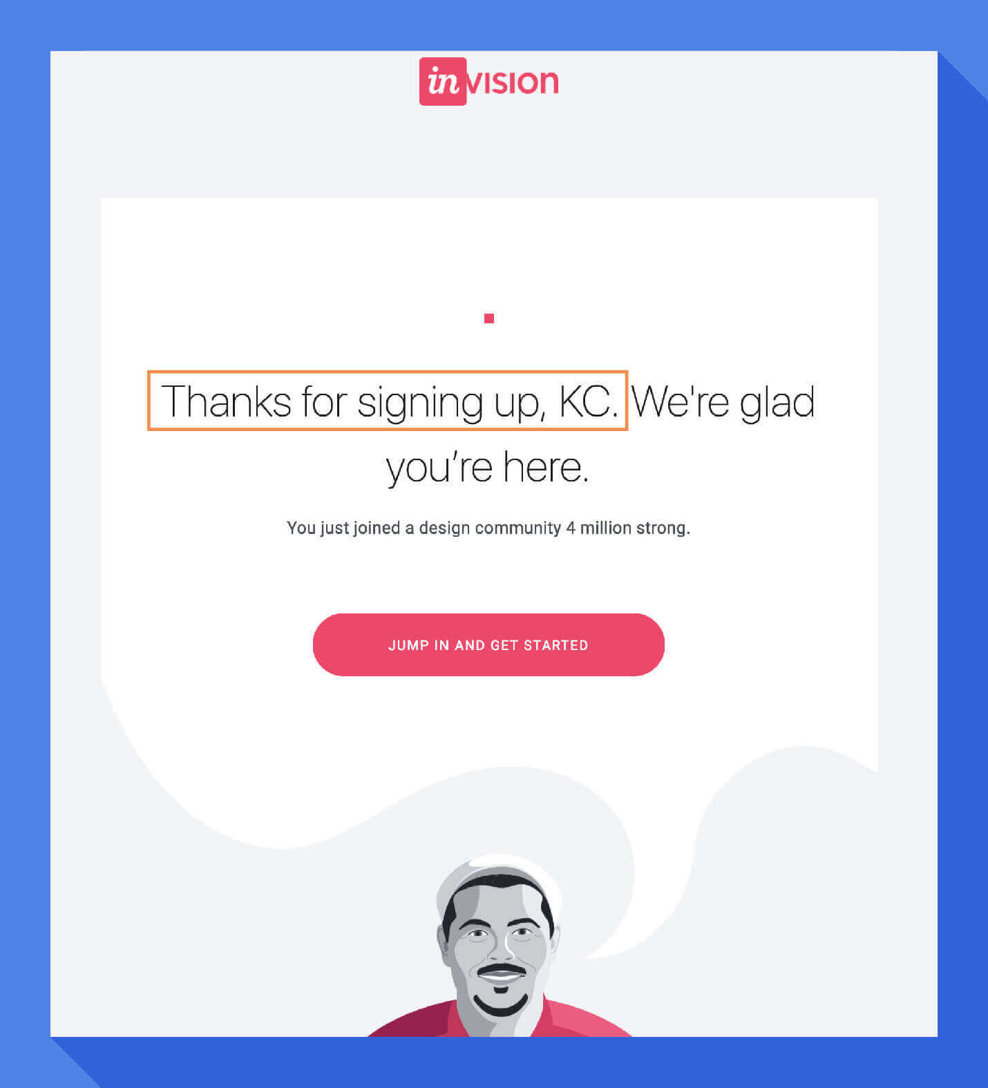 welcome message personalize the email body invision
