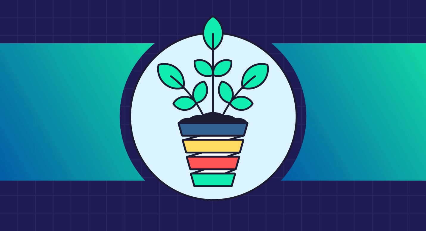 growth marketing funnel with plant growing for symbolism