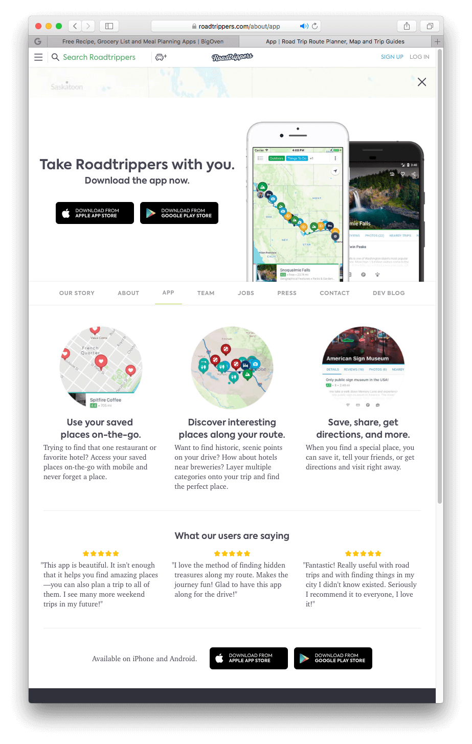 The body copy and social proof on this mobile app landing page are outstanding.