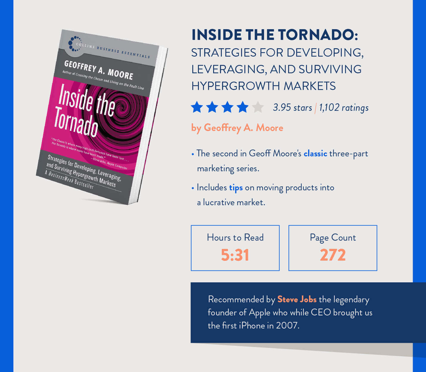 inside the tornado by geoffrey moore the author of crossing the chasm with page count and time it takes to read for mobile marketers