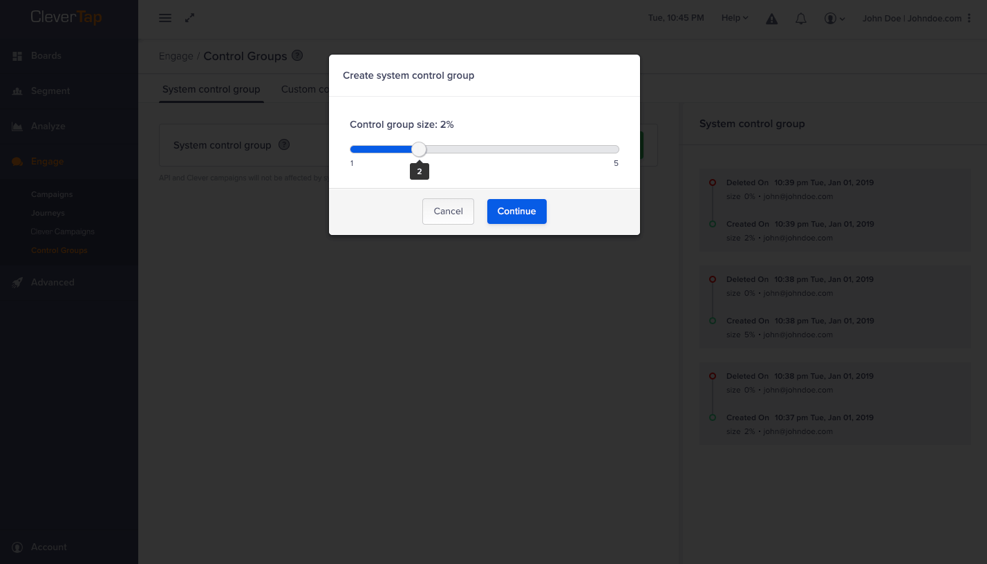 CleverTap System Control Group