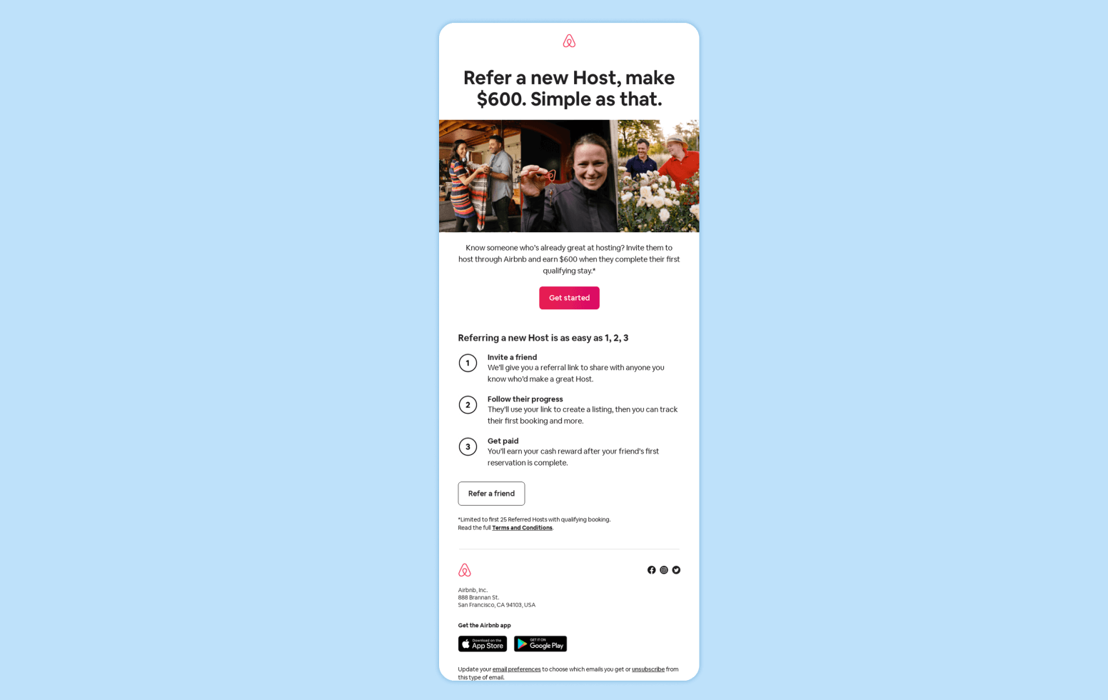 Referral Post Example of Airbnb