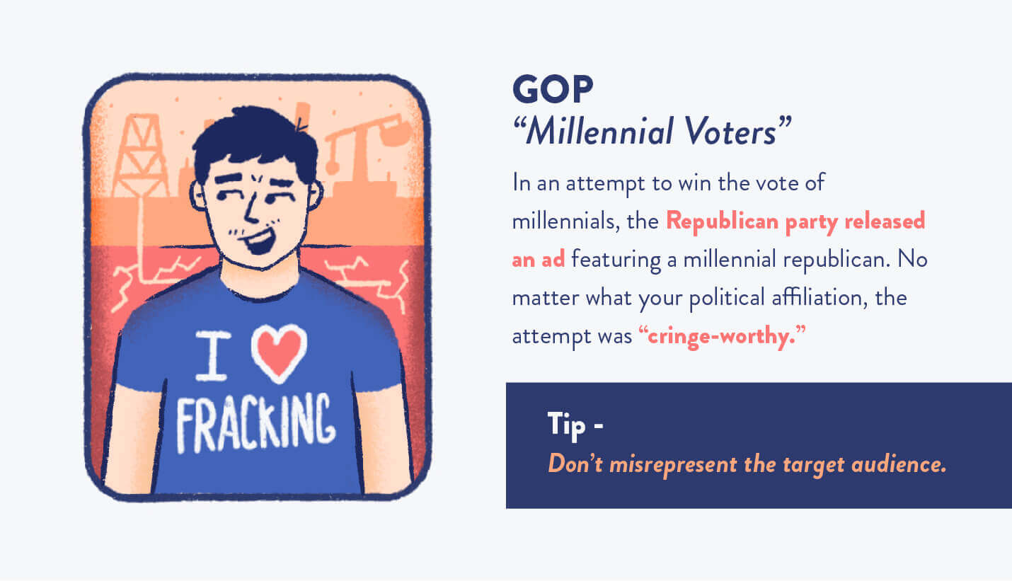 Republican Party attempted to reach millennial voters but failed miserably with "I love fracking" shirt and tip