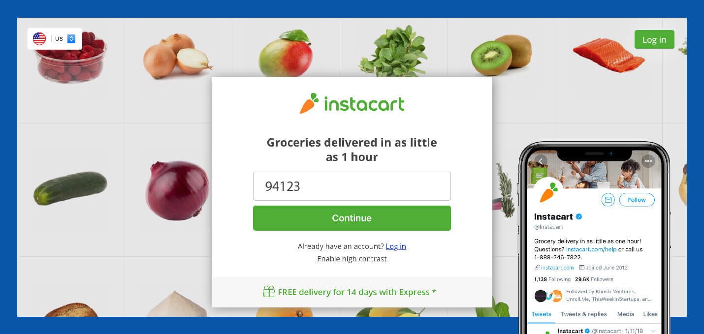 instacart value proposition example for grocery delivery