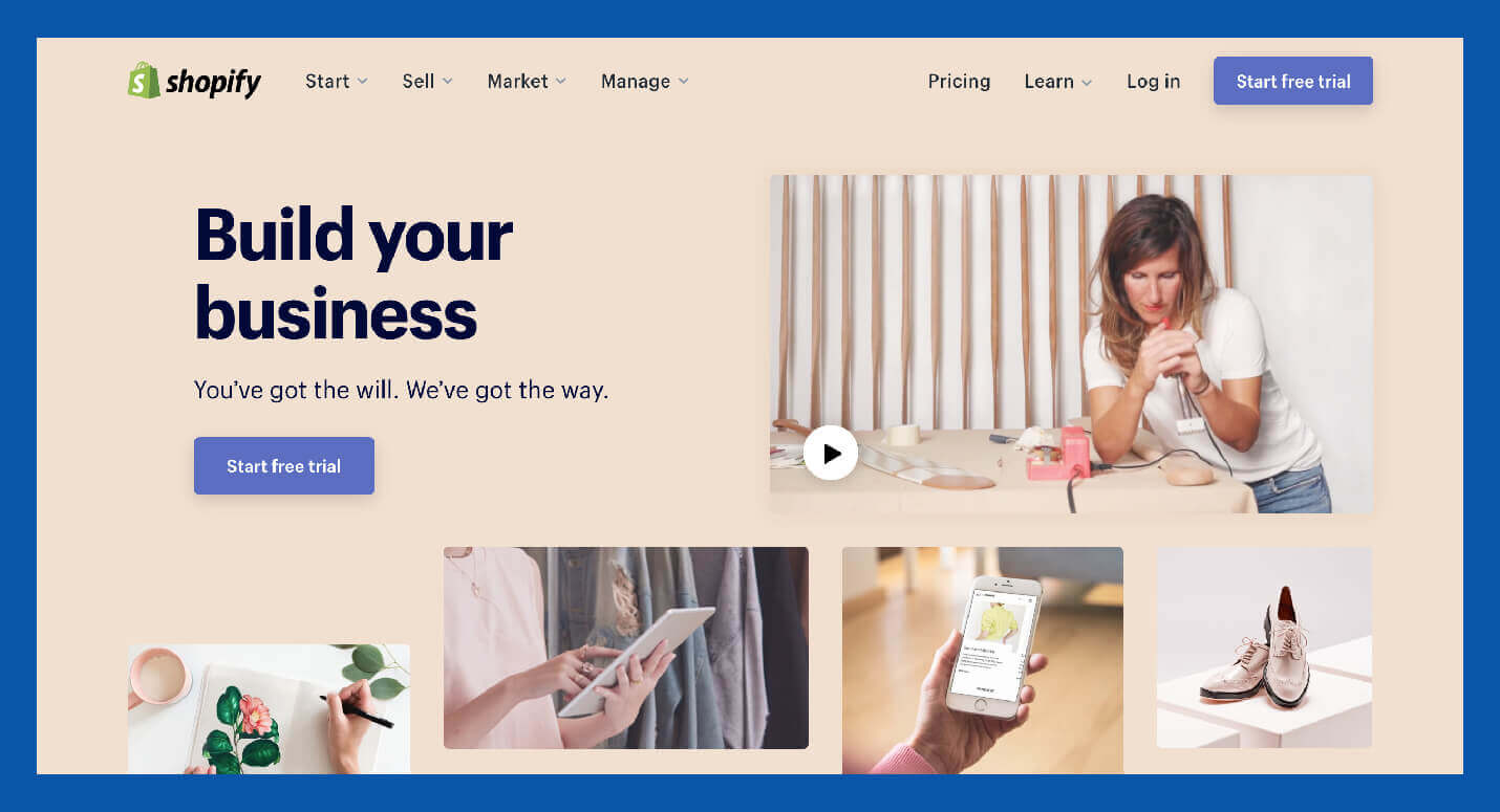 shopify's value proposition example to build your business and call to action button