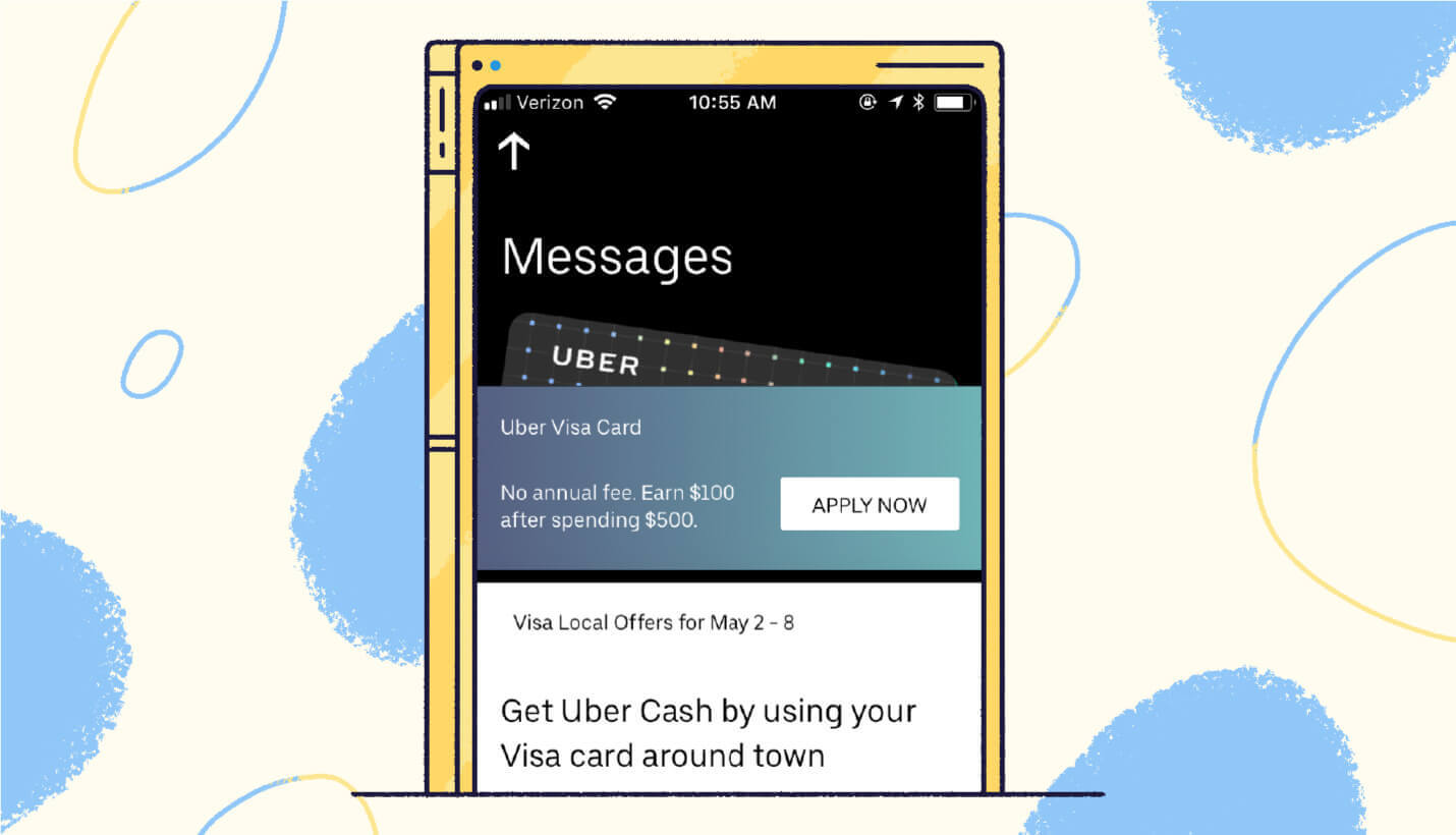 in-app messaging inbox example from the Uber ride sharing app 