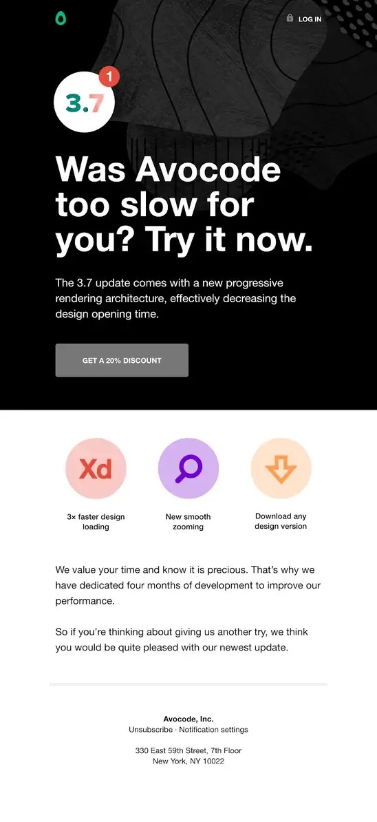 Avocode win-back email
