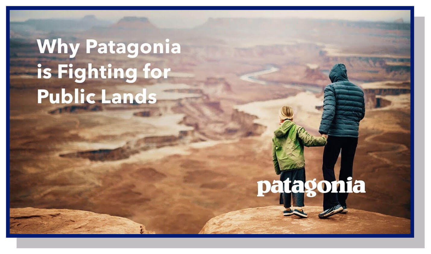 Patagonia's emotional branding strategy with public lands father and son admiring the grand canyon
