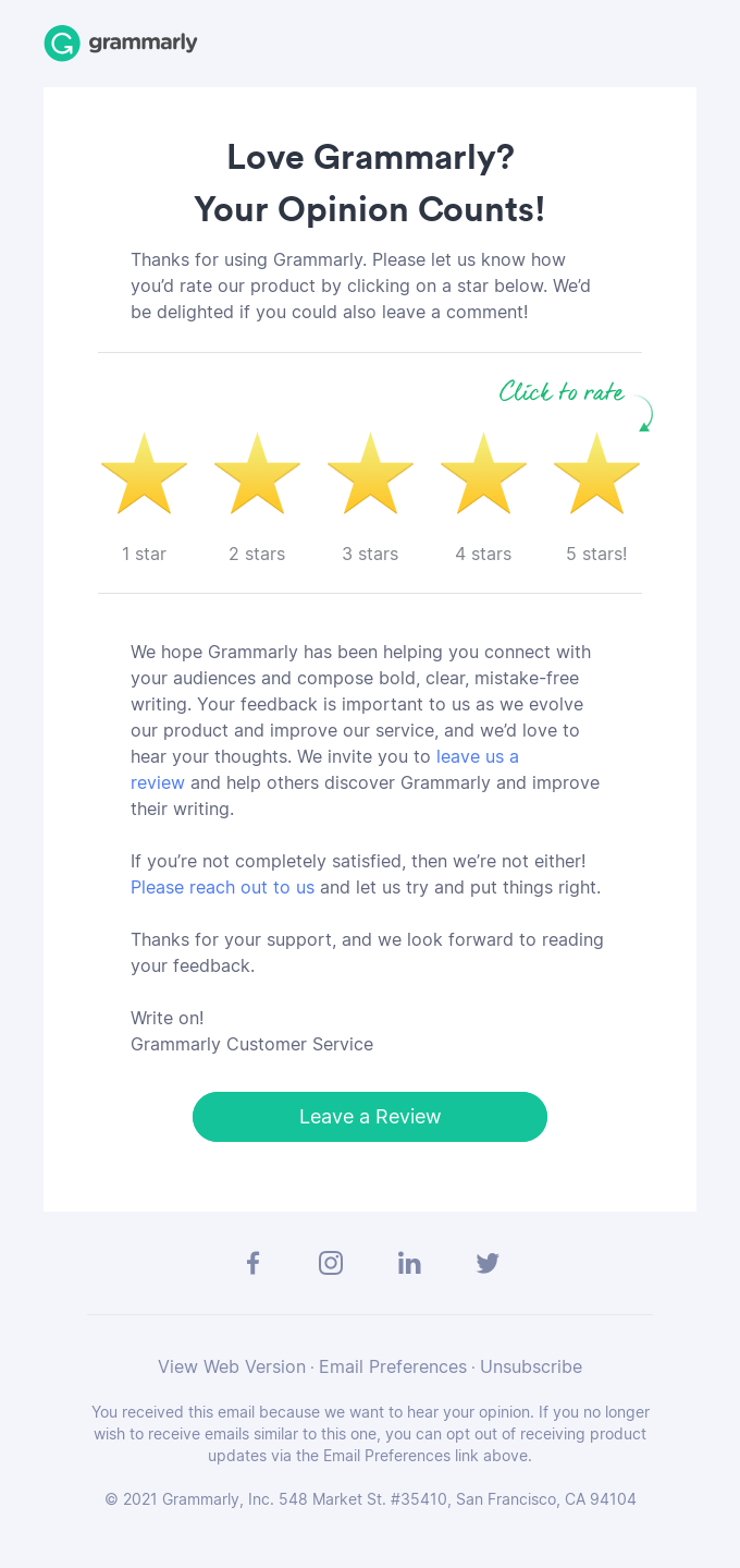 grammarly win-back email