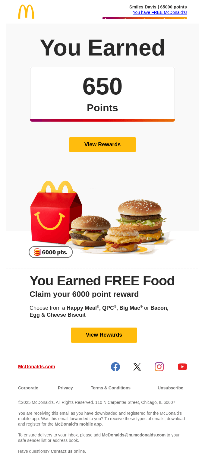 mcdonald's win-back email