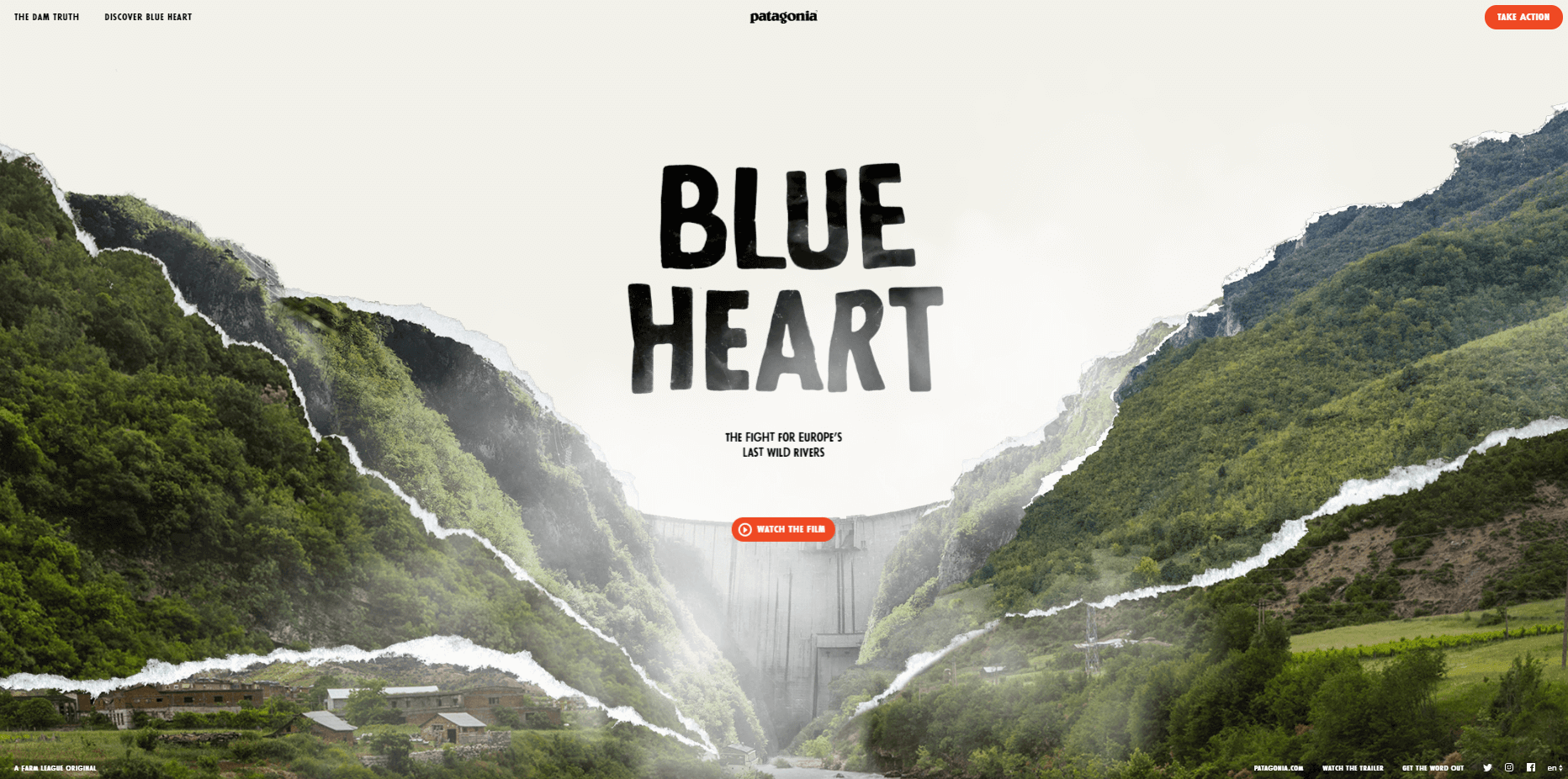 Microsite example - Patagonia's Blue Heart Campaign