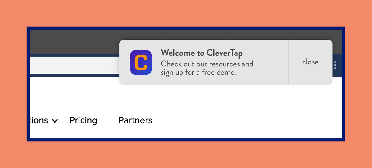 welcome message push notification from CleverTap 