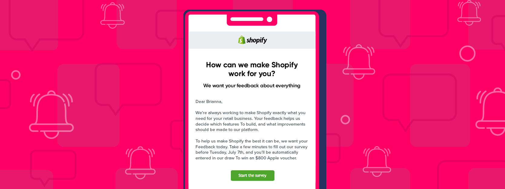 Email marketing channel - image of a Shopify email 