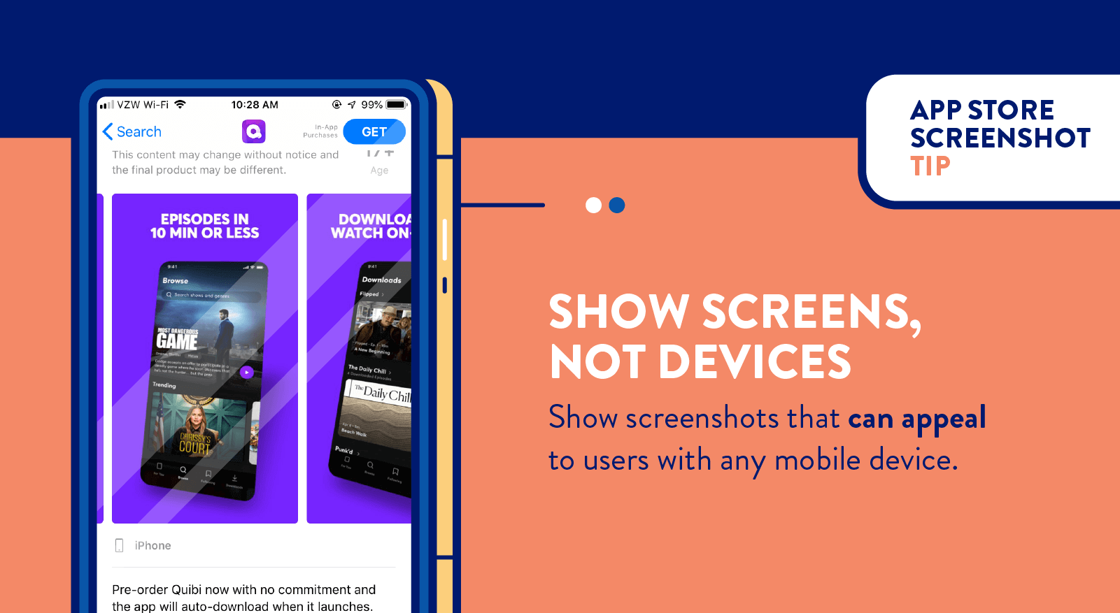 app store screenshots to show screens not devices