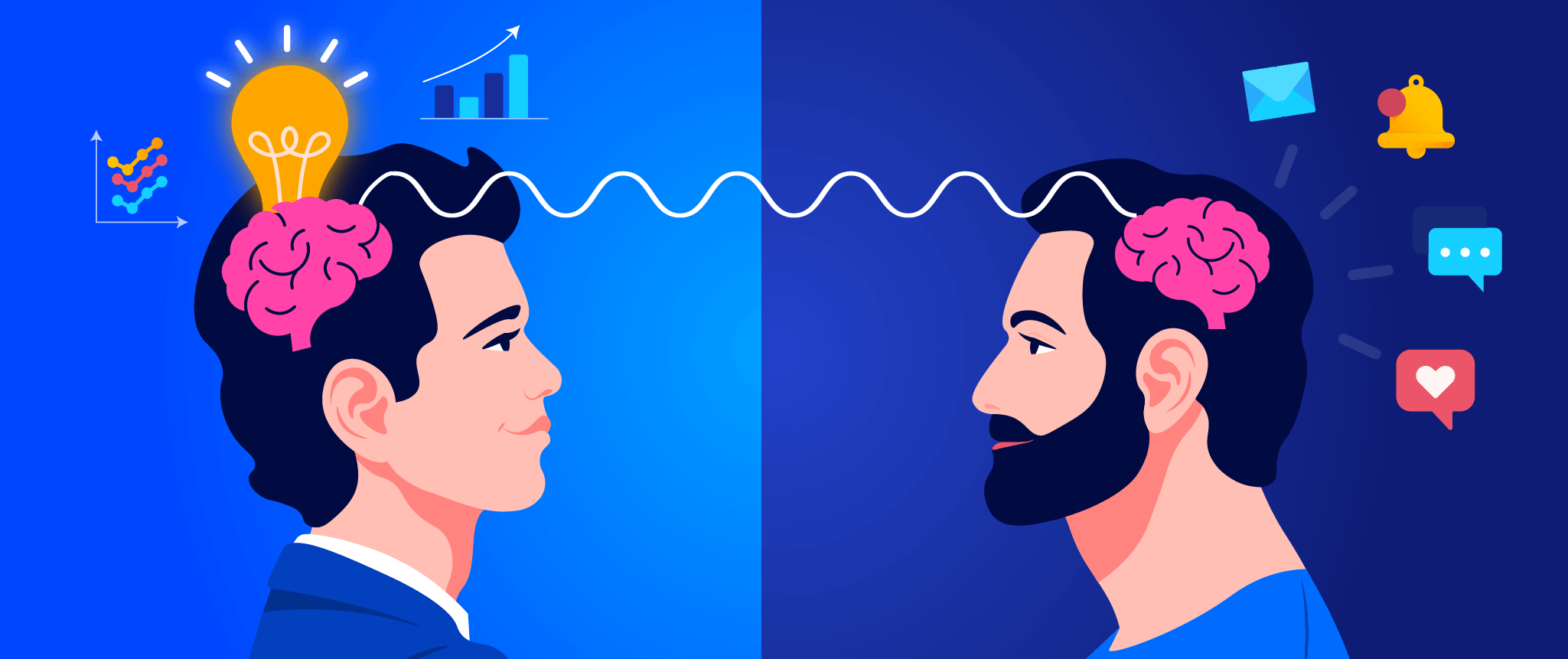 Empathy is Key for connecting to users - image of 2 people on similar brainwaves