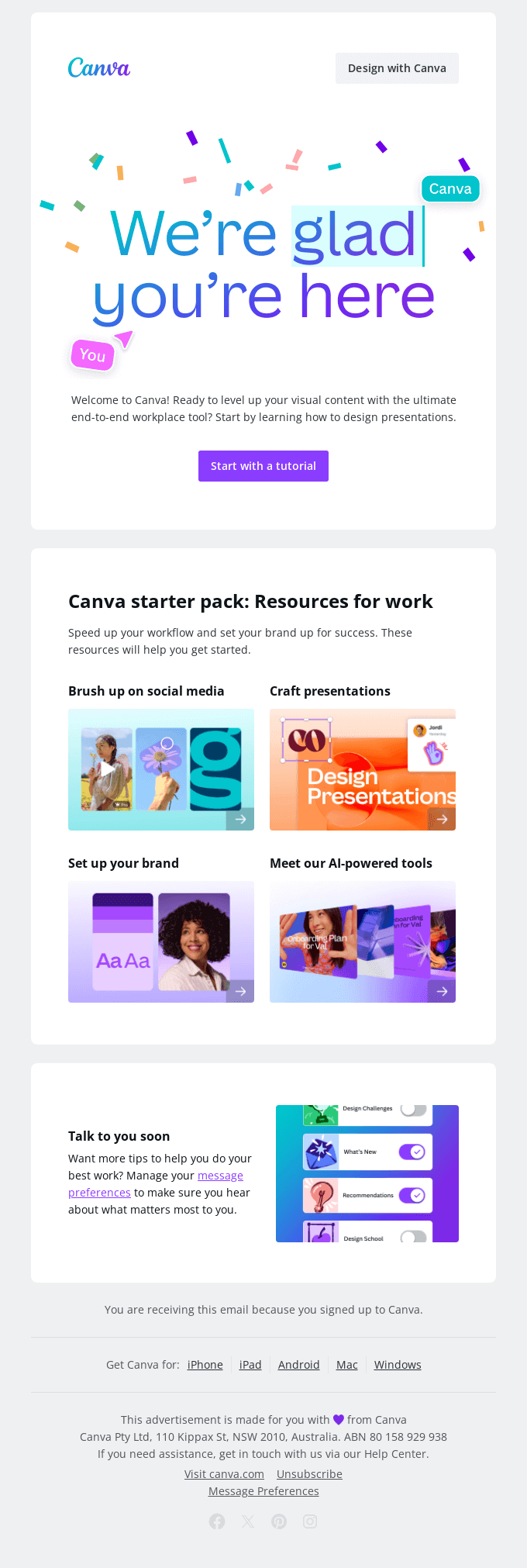 Canva onboarding email