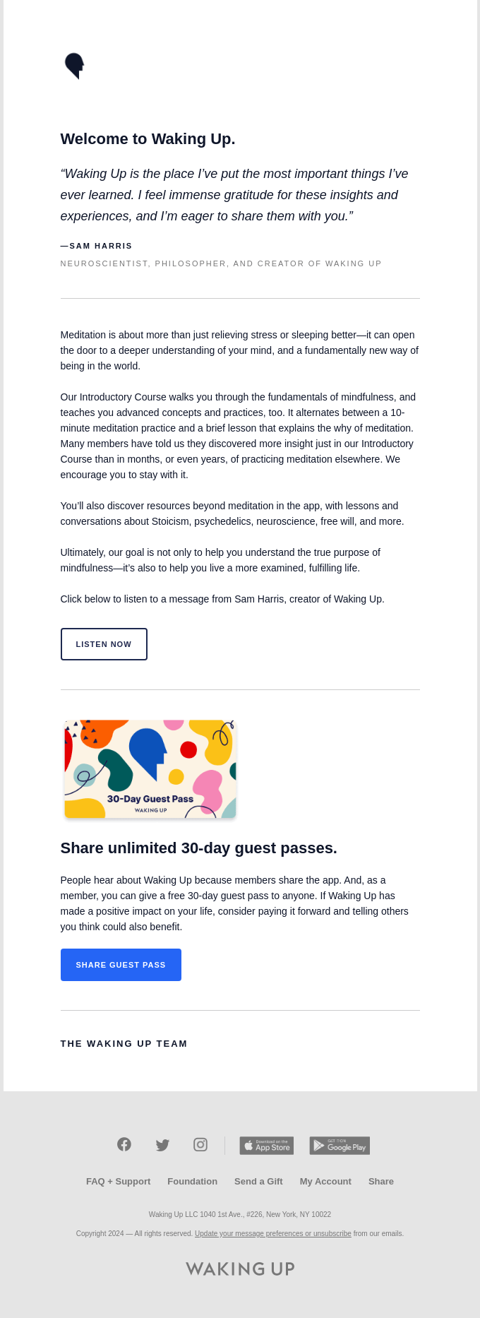 Waking up onboarding email