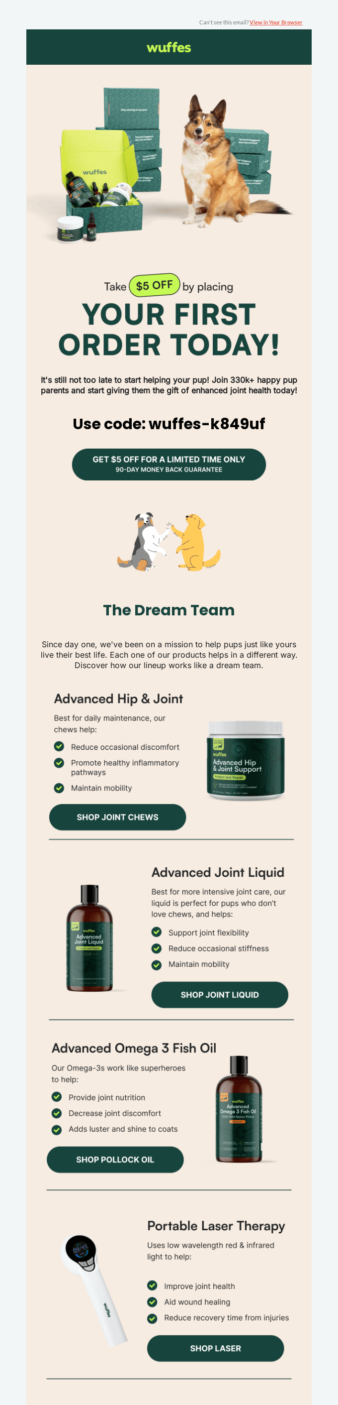 wuffles onboarding email