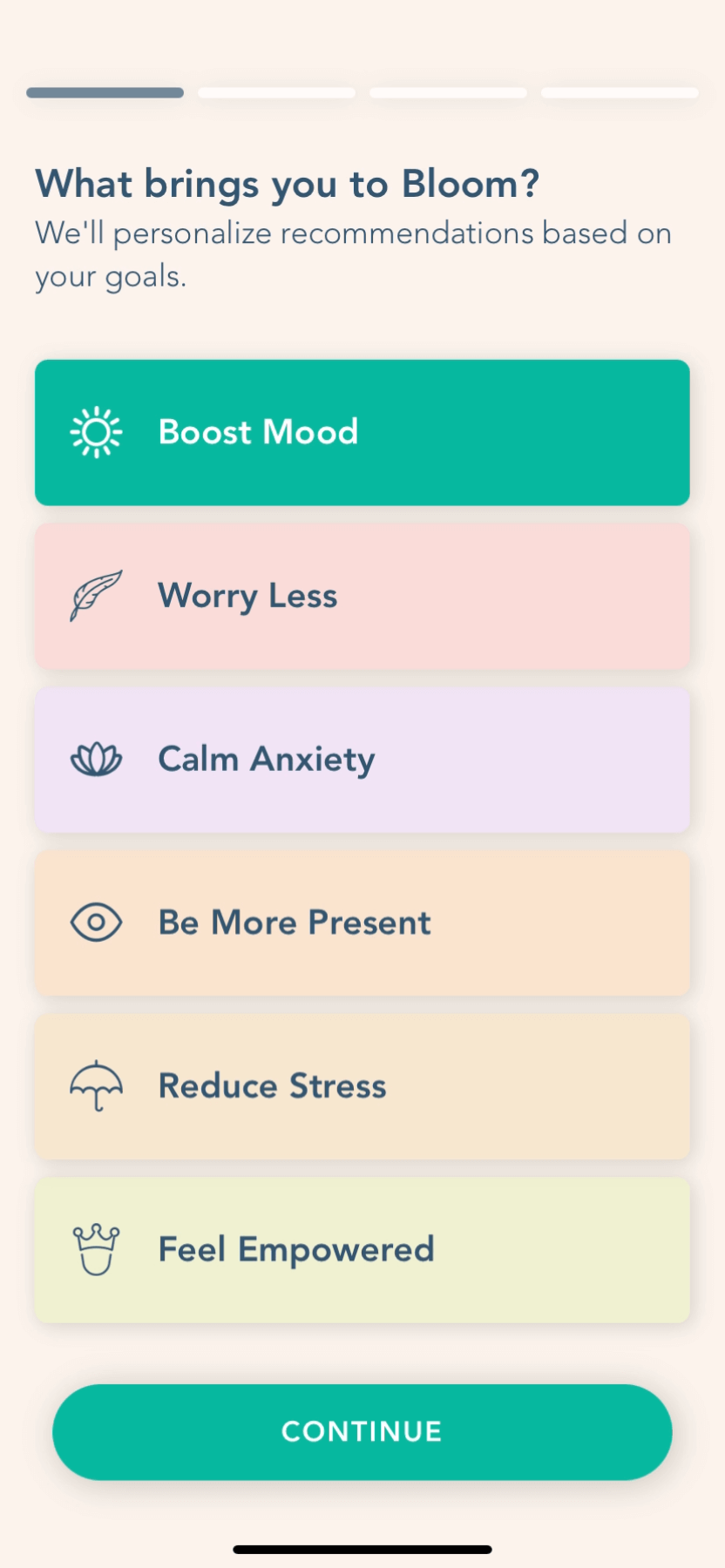 Bloom app onboarding 1
