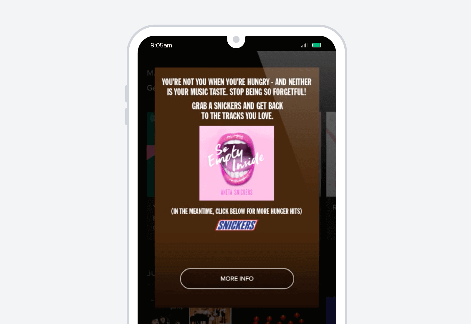 snickers mobile advertisement