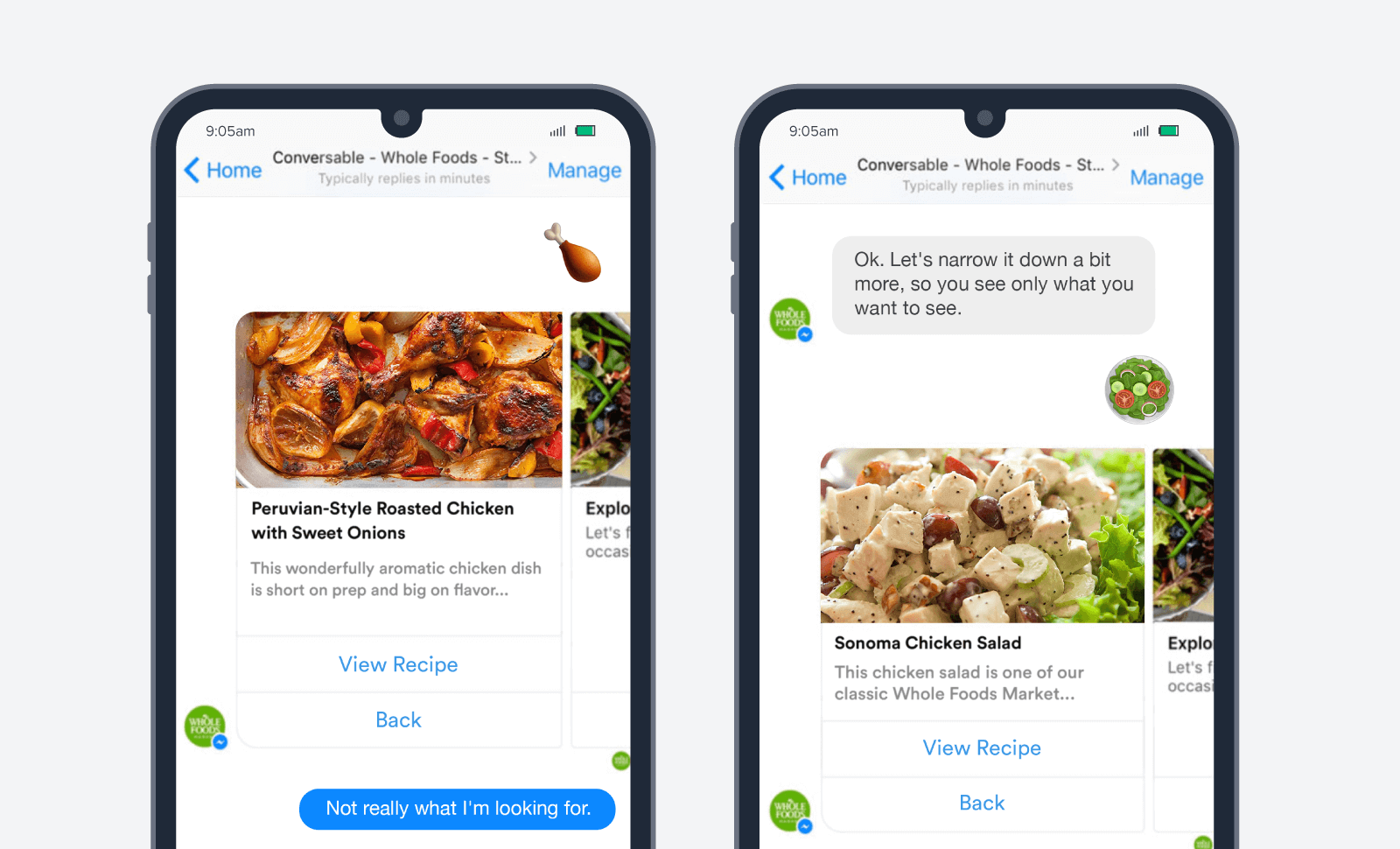 Whole foods chatbots meet customers where they are without the need for trigger campaigns or app downloads