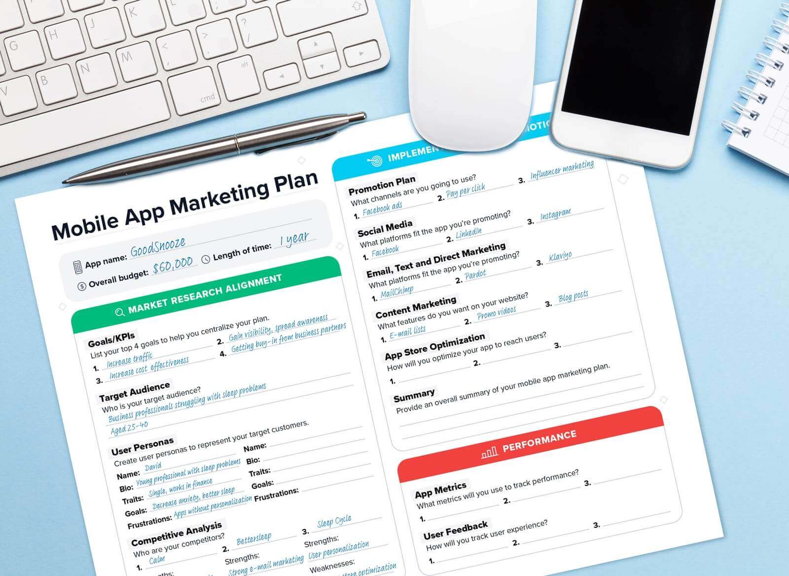 Mobile App Marketing Template - download PDF