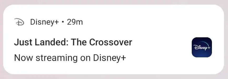push notification from Disney+ app 