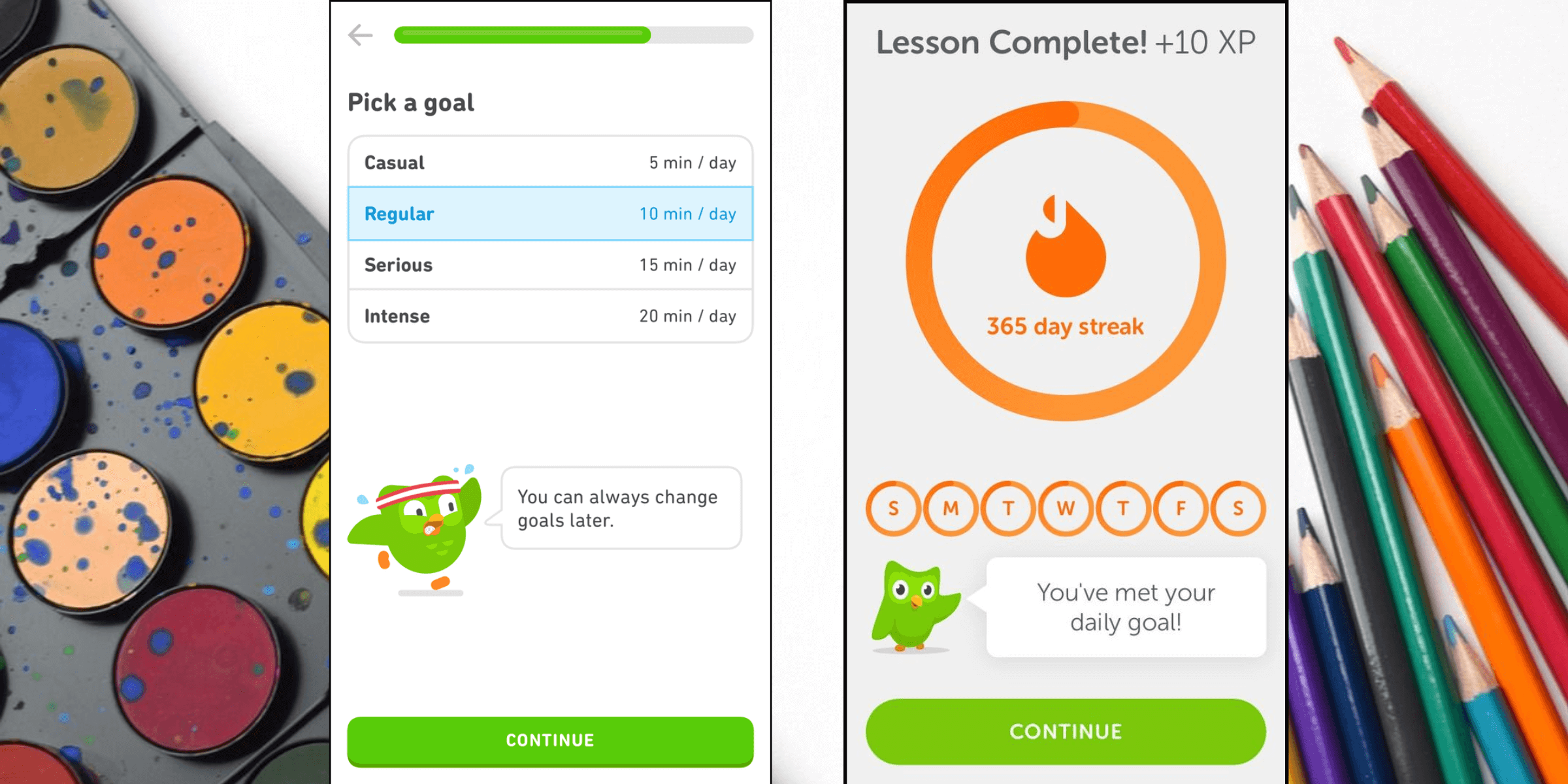 Screenshot of Duolingo goals