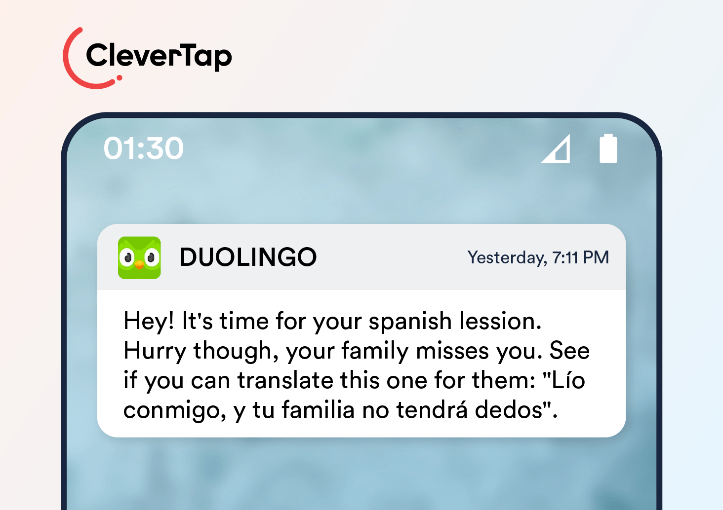 Duolingo Caught its Customer’s Attention With a Witty Threat with a funny push notification