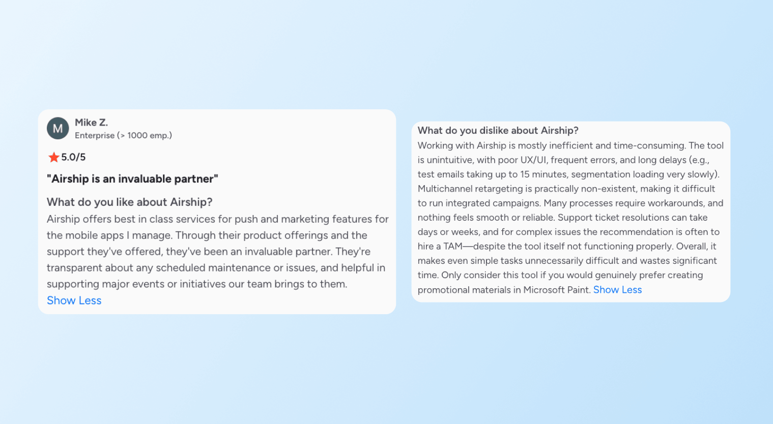 Braze competitors - Airship reviews