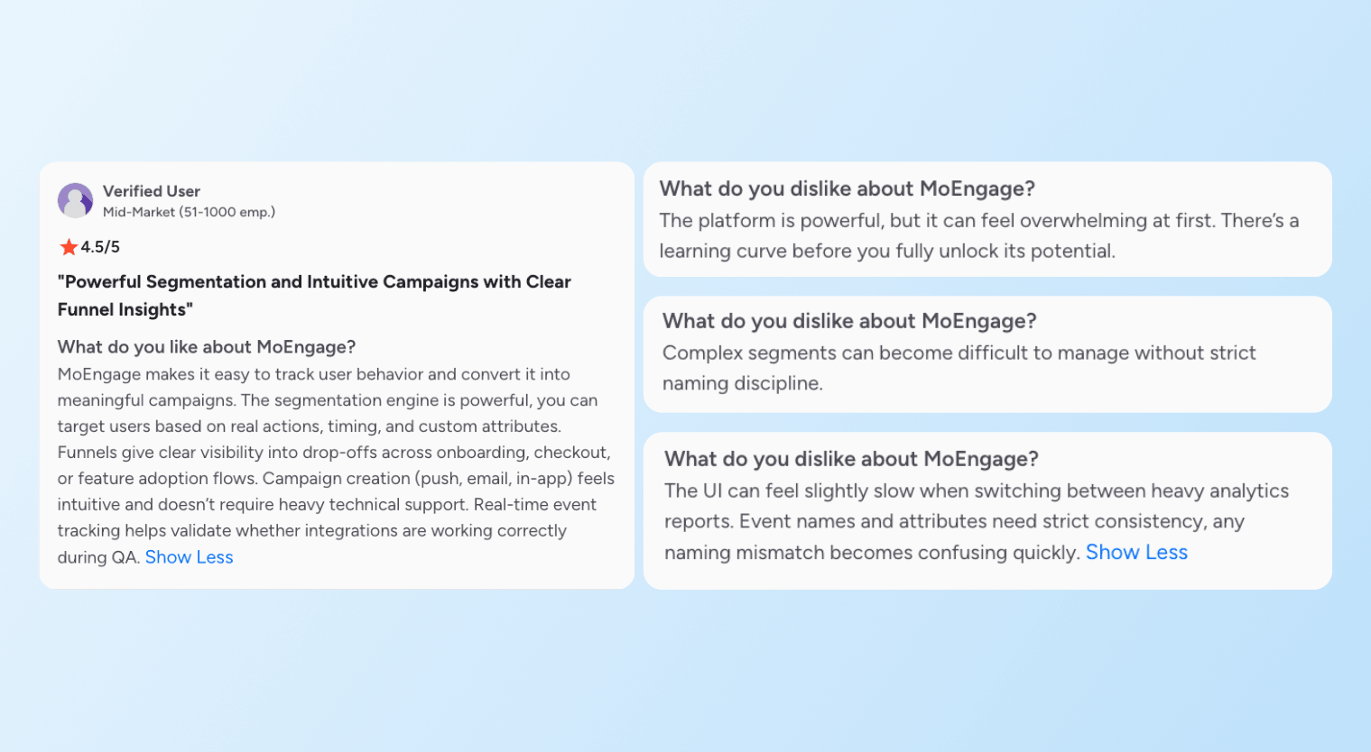 Braze competitors - MoEngage reviews