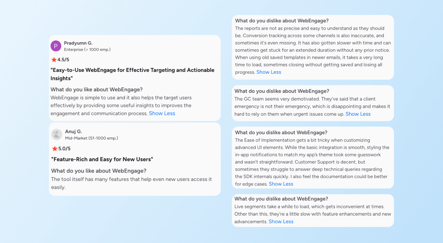 Braze competitors - WebEngage reviews