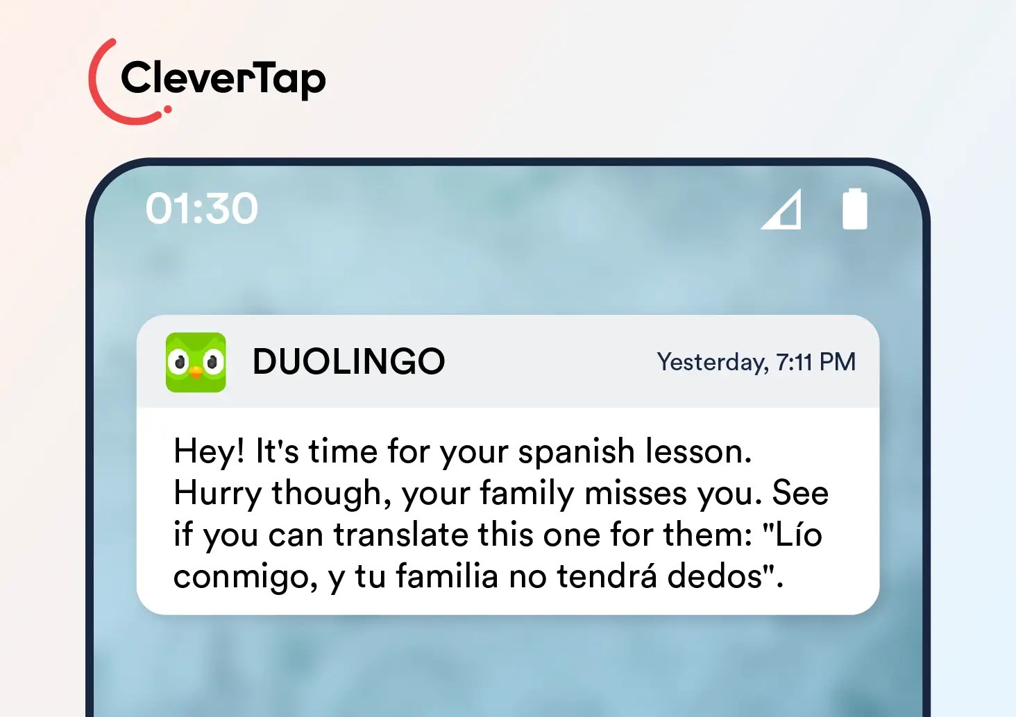 Duolingo Caught its Customer’s Attention With a Witty Threat with a funny push notification