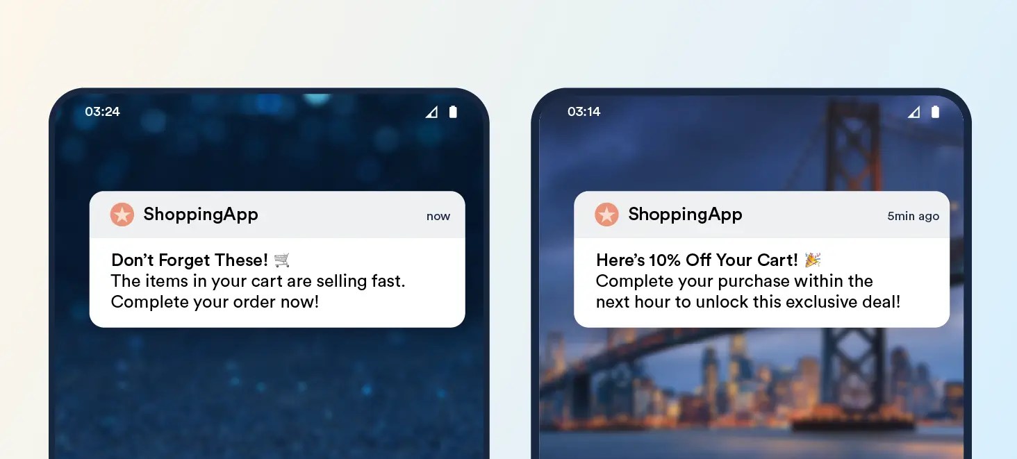 Abandoned Cart e-commerce push notifications