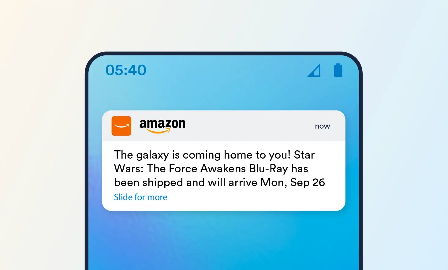 Amazon's Personalized Shipping e-commerce push notification