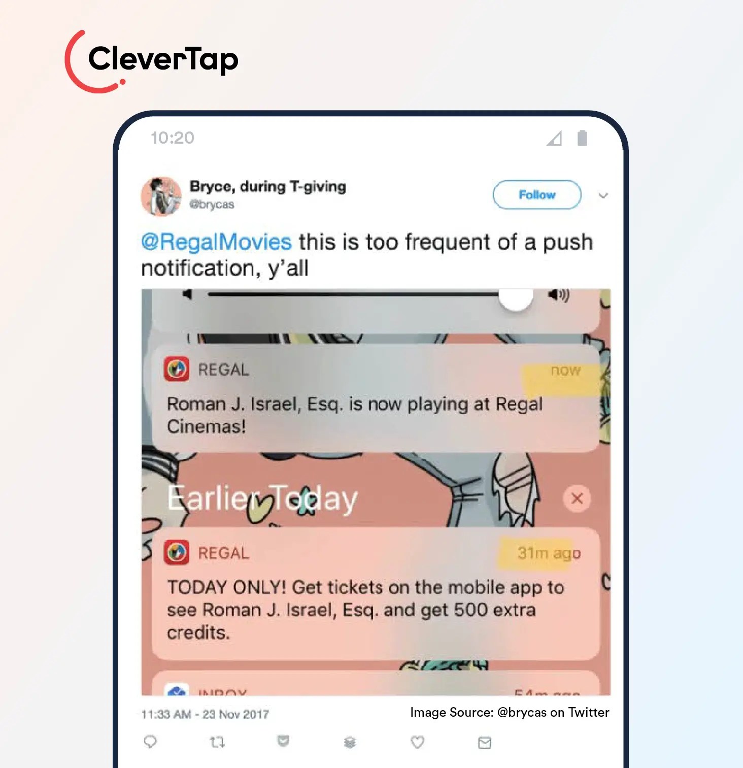 Example of how frequent messages can affect push notification retention