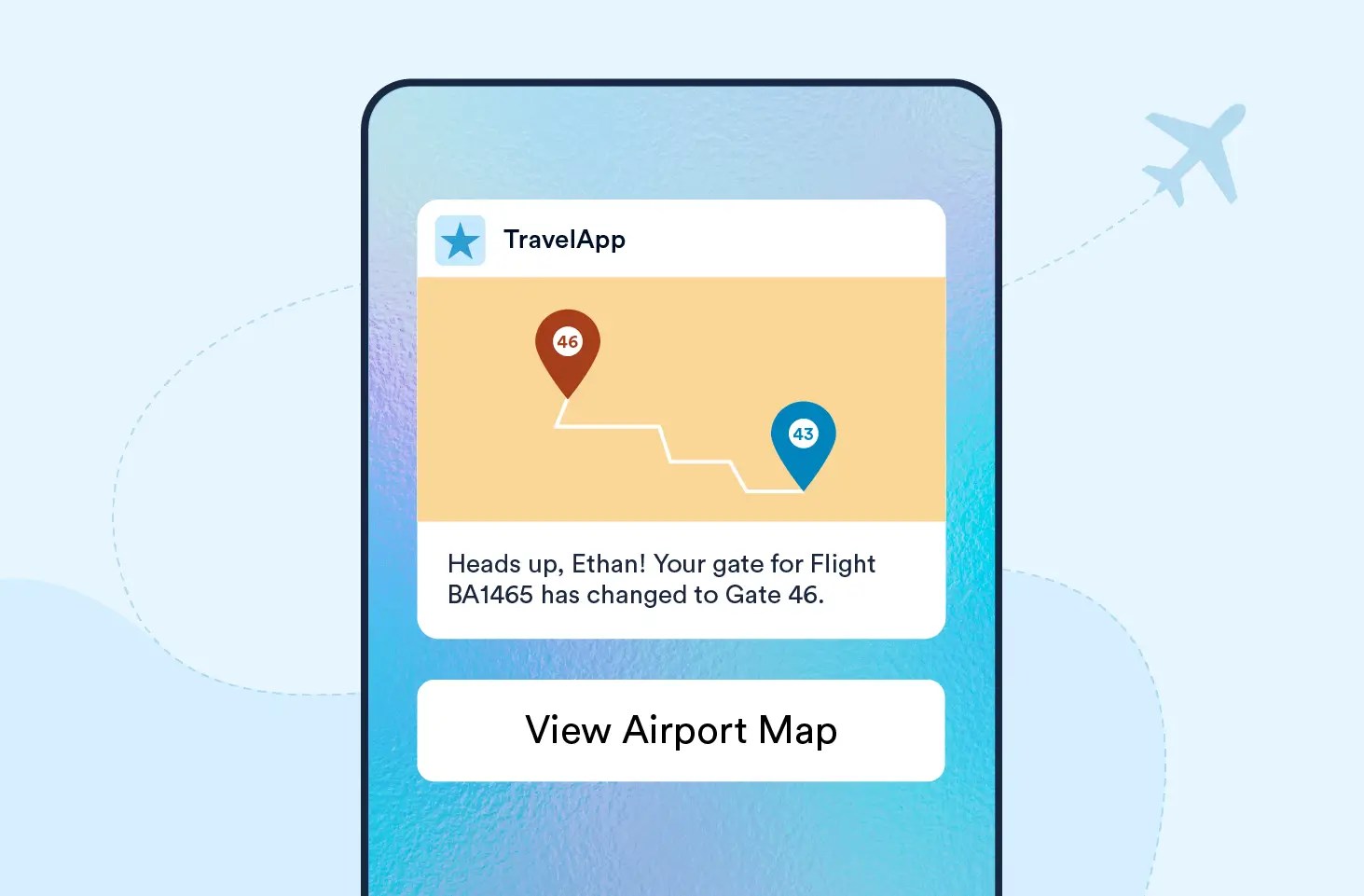 Push Notification template to Inform Airline Passengers of a Gate Change