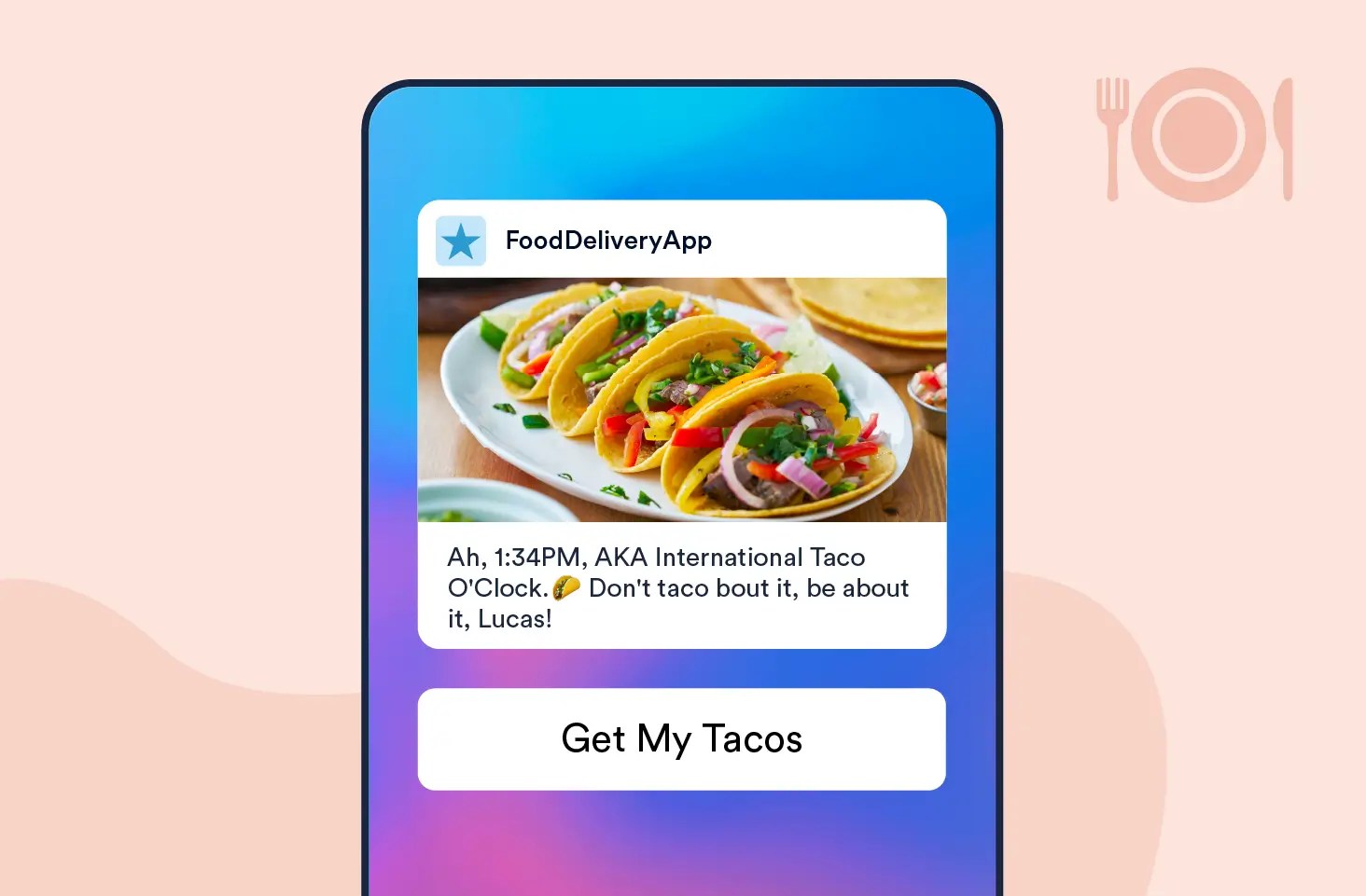 Push Notification template to Suggest Holiday, Time-of-Day, or Day-of-the-Week Triggers to Order