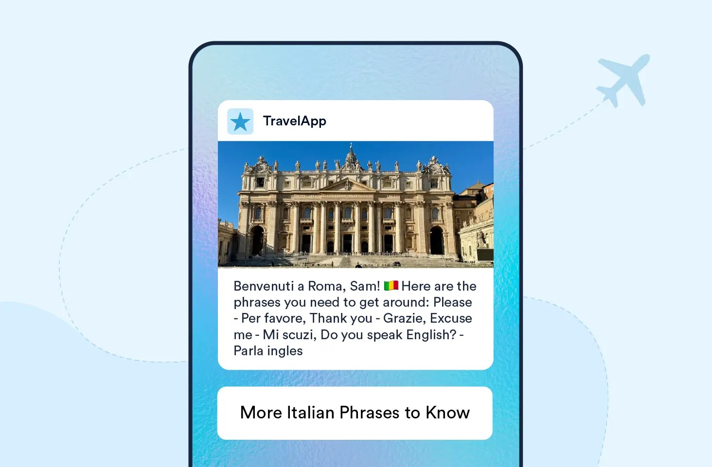 Push Notification templates you can use to Welcome a User to a New Country copy