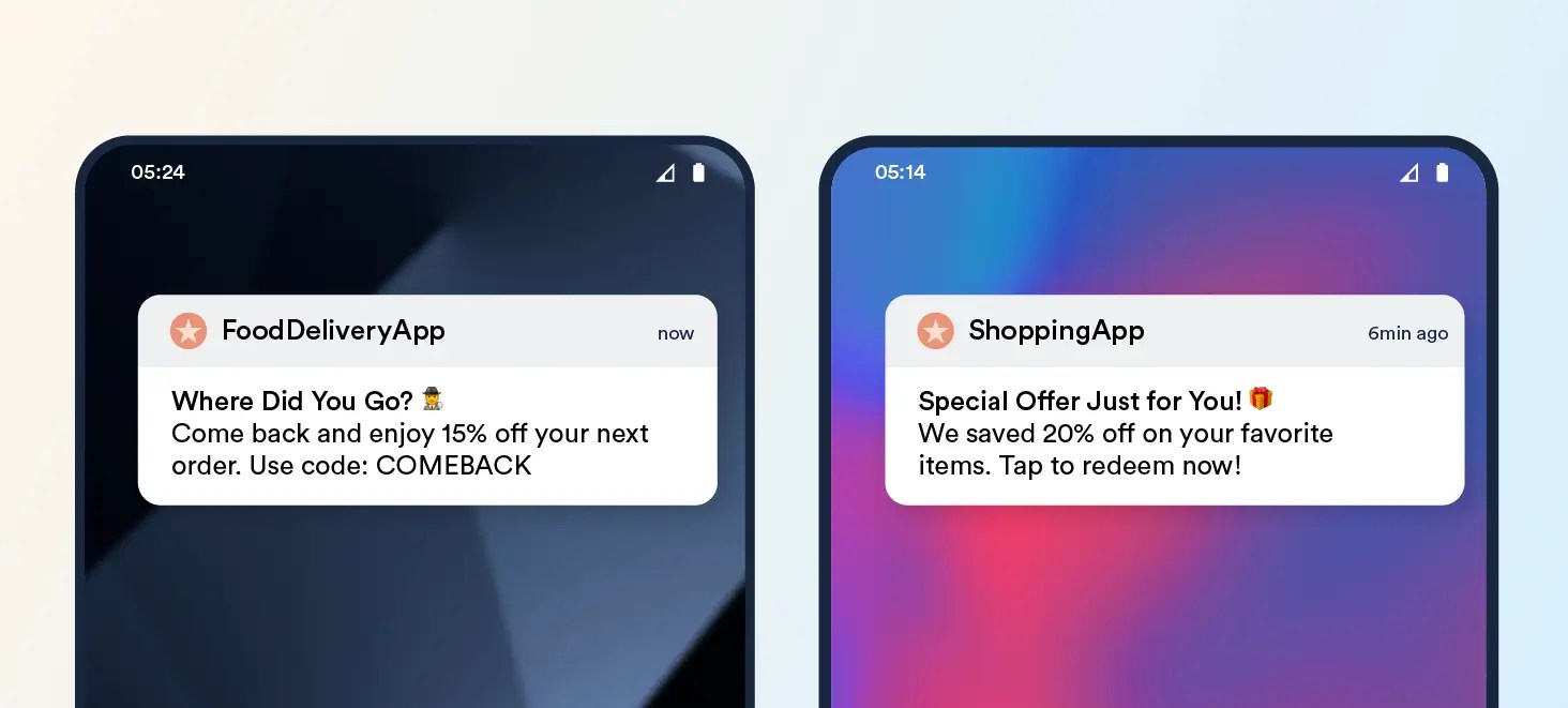 Re-engagement e-commerce push notifications