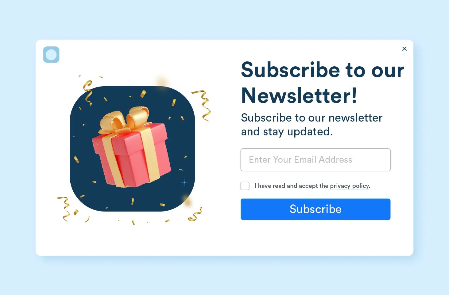 Opt-in pop-up form for website