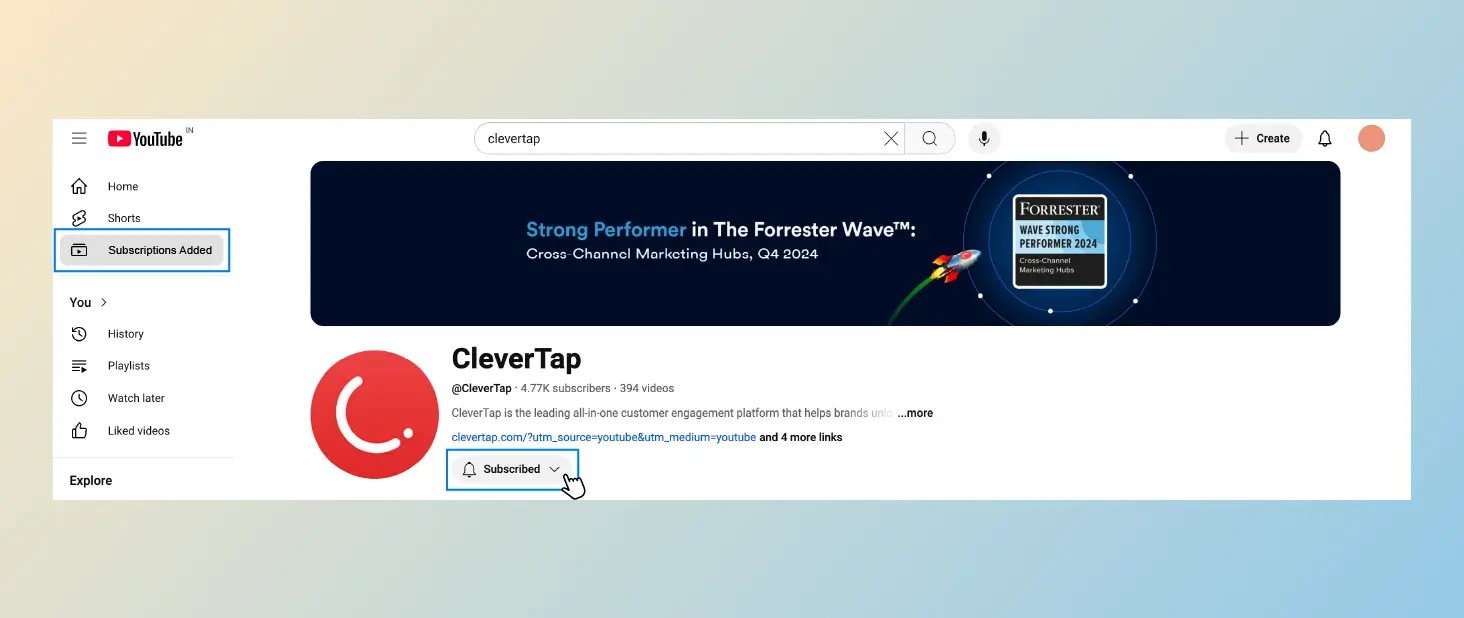 YouTube - OTT and Streaming Services web push notification example