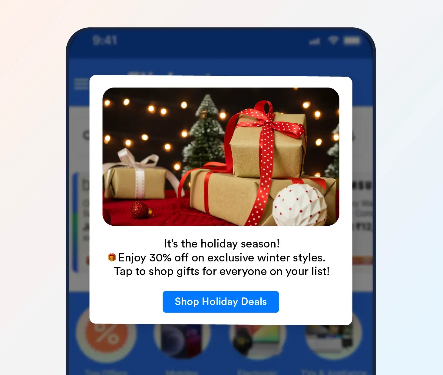 Seasonal Campaign in-app notification example