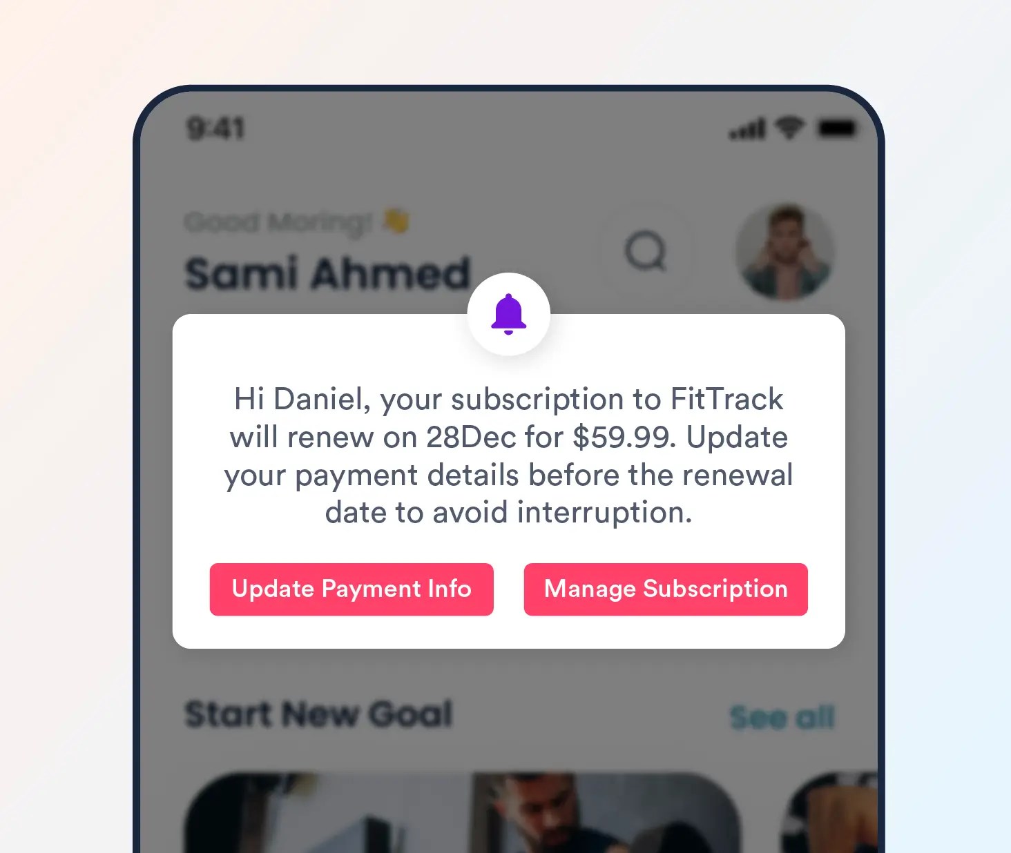 Subscription renewal in-ap notifications example